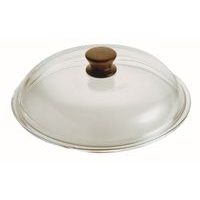 poklice d24cm, TITANIO-PYREX sklo, vč. dřev. úchytu