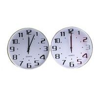 hodiny d29cm, kulaté, kov.rám., 2barvy