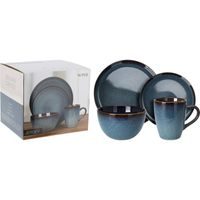 EXCELLENT HOUSEWARE Jídelní sada talířů JERSEY kamenina 16 ks modrá KO-Q97001190