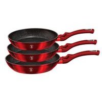 BERLINGERHAUS Sada pánví s mramorovým povrchem 3 ks Burgundy Metallic Line BH-1288