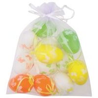 dekorace VAJÍČKA motýlci 6cm, plast, 12ks, závěs