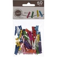 kolíčky 50ks MINI, 2,5x0,8x0,3cm,barevné,dřevěné