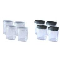 kořenka 150ml, 4ks, v.10cm, čirá, víčko čiré, šedé, černé, plast