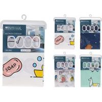 závěs 180x180 PEVA koupel., kreslené, mix druhů