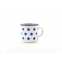 hrnek d 8 (0,4l) bílý, modrý PUNTÍK, smalt