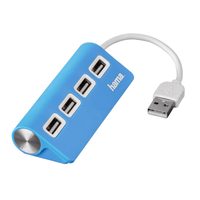 Hama USB 2.0 Hub 1:4, napájení USB, modrý