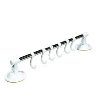 tyč 46cm-držák kuch.náčiní s háčky, přísavky, kov/plast