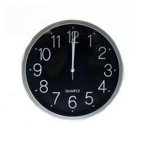 hodiny d30cm, ČERNÉ, stříbrný rám (HA44-51), sklo