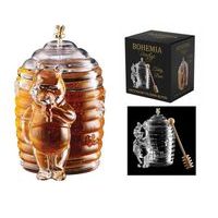 dóza 300ml, d8x15,5cm,na med TEDDY BEAR, naběračka, sklo