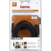 Hama HDMI prodlužovací kabel vidlice-zásuvka, pozlacený, 3*, 3 m