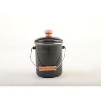 konev 1,6l na mléko ČERNÝ GR., d12x15cm, smalt+dřevo