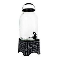 láhev 5,0l sklo s kohoutem, černý plast.stojan s nápisy