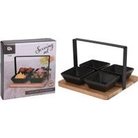EXCELLENT HOUSEWARE Servírovací misky s podnosem sada 5 ks akát / černá KO-278000520