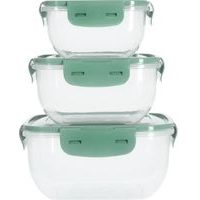 EXCELLENT HOUSEWARE Dóza na potraviny 3 ks tmavě zelená KO-024001550tmze