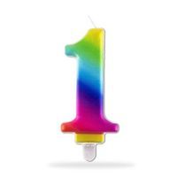 TORO SVÍČKA ČÍSLICE "1" ZAPICHOVACÍ, 7,5CM, DUHOVÁ_hamashop