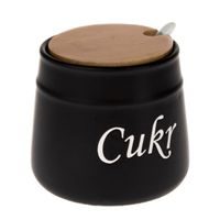 cukřenka 0,40l, d10,5x10,5cm, CUKR, BLACK, keramika/bambus