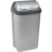 koš odp.50l RASMUS, stříbrný, zasouv.víko, 39x29,5x67,5cm, plast