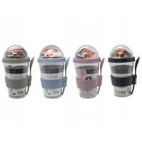 kelímek 0,33l JOGURT svačin.,silik.držák s lžičkou, d9x16,5cm,plast