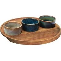 EXCELLENT HOUSEWARE Servírovací misky na akátovém podnose sada 4 ks KO-278001180