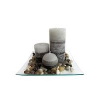 TORO Dárkový set 3 svíčky s vůní jasmín na skleněném podnosu s kameny_hamashop