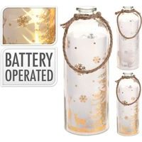 lucerna 31cm, 2druhy, dek. s LED, vč.bat., sklo