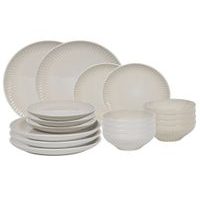 HIT Jídelní sada talířů 18 ks lesklá krémová HT-24327591
