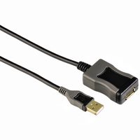 Hama USB 2.0 Extension Cable, active, A-plug - A-socket, 5 m, black