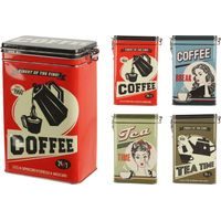 dóza plech. 7,5x13,5x18cm, COFFEE, patent., mix dekorů