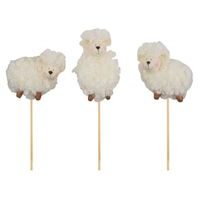 zápich OVEČKA kudrnatá 8cm, plyš+špejle