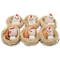dekorace KUŘÁTKO s vejcem v hnízdě 5,5cm, 6ks