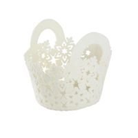 TORO KOŠÍK VÁNOČNÍ KULATÝ 15X15X14CM PLSTĚNÝ BÍLÝ_hamashop