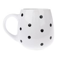hrnek 520ml BÍLÝ, ČERNÝ PUNTÍK, D10x10cm, keramika