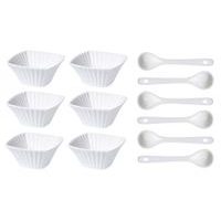 EXCELLENT HOUSEWARE Sada porcelánových misek se lžičkou 12 ks čtverec KO-798000050ctve