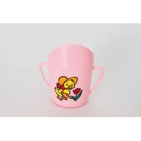 hrníček 0,23l kojen. RŮŽ.+bar.potisk, pítko, plast