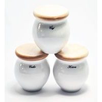 dóza BAŇÁK-NÁPISY různé, dř.víčko, čes.porcelán