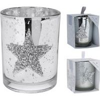 svíčka vánoční d8x10cm STŘÍBRNÁ, 2druhy, sklo