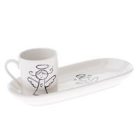 hrnek 90ml ANDĚL s podtáckem 7x21,6cm, snídaň.set, porcelán*duben 2025