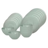 HIT Jídelní sada talířů porcelánová PEARL 18 ks zelená HT-24327959