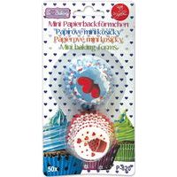 košíček d30x20mm pralinky, SRDCE, 50ks, papír