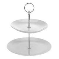 etažér 2patra, d17,21cm, porcelán/Cr
