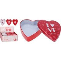 dóza/krabička 9,5x11x2cm SRDCE, plech., mix dekorů