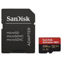 SanDisk Extreme Pro microSDXC 256 GB 170 MB/s A2 C10 V30 UHS-I U3, adapter