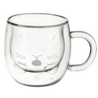 hrnek 300ml-1ks-2stěnný KOČKA, sklo