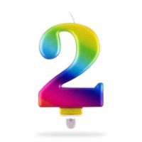 TORO SVÍČKA ČÍSLICE "2" ZAPICHOVACÍ, 7,5CM, DUHOVÁ_hamashop