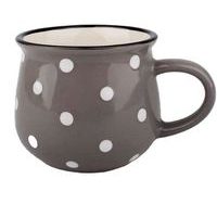 hrnek 230ml TM.ŠEDÝ, BÍLÝ PUNTÍK, d7,8x7cm, keramika