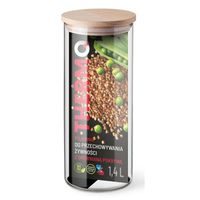 dóza 1,40l, d9,6x23,3cm, THERMO, dř.víčko, var.sklo