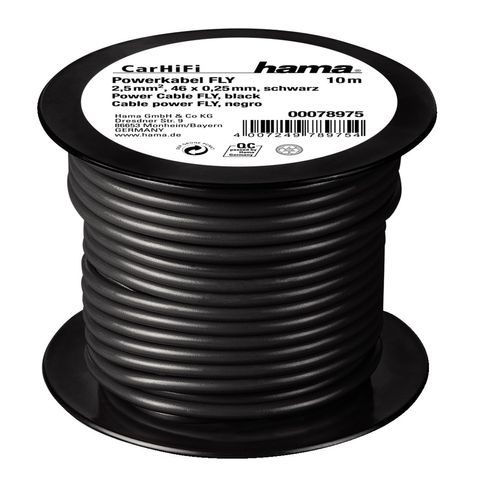 HAMA POWER CABLE FLY 2,5 MM˛, BLACK, 10 M ON PLASTIC REEL