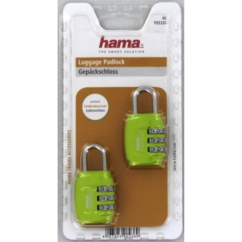 HAMA COMBINATION LUGGAGE LOCK, SET OF 2, GREEN