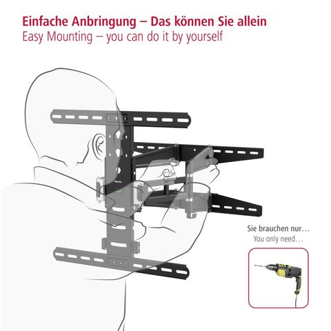HAMA NÁSTENNÝ DRŽIAK TV, POHYBLIVÝ, 400X400, 5*, ČIERNY