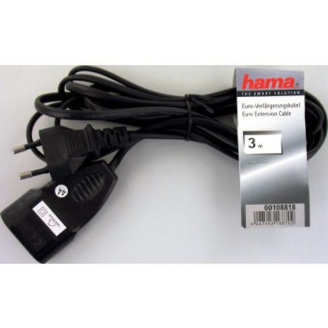 HAMA PRODLUŽOVACÍ SÍŤOVÝ NAPÁJECÍ KABEL, 2PÓLOVÁ VIDLICE, 3 M